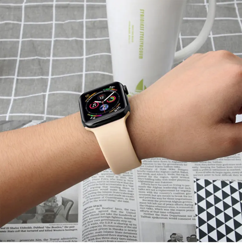 Спортивный ремешок для часов для apple watch, ремешок 42 мм, 38 мм, версия apple watch 4/5/3/2/1 44 мм 40 мм наручных часов iwatch, браслет, силиконовый ремешок для часов аксессуары