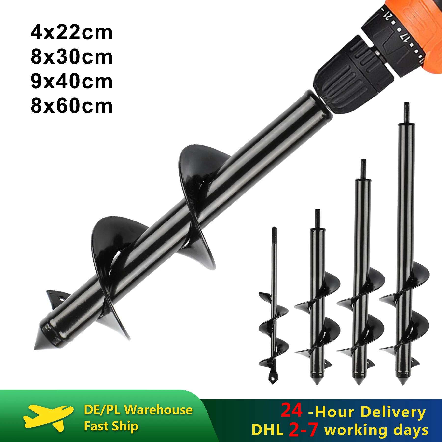 Garden Auger Spiral Drill Bit Flower Planting Hole Digger Drill Bit