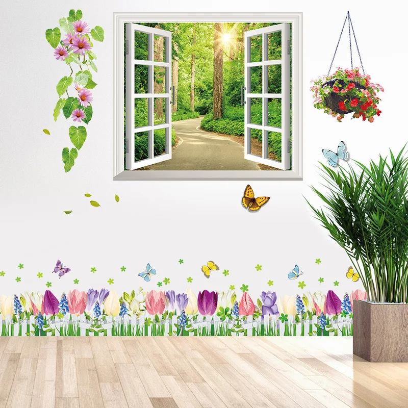 Wall Stickers Bedroom Warm Wall Self-Adhesive Dormitory Students Stickers 3D jia chuang Scenery Living Room Background Wallpaper