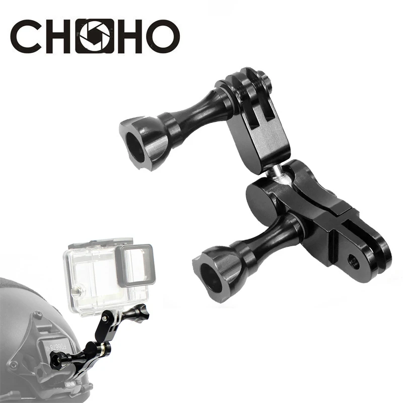 

For Gopro Accessories CNC Aluminium Helmet Arm Extension Adjus selfie stick 3 Way 360 Rotation for Go Pro Hero SJCAM Xiaomi Yi