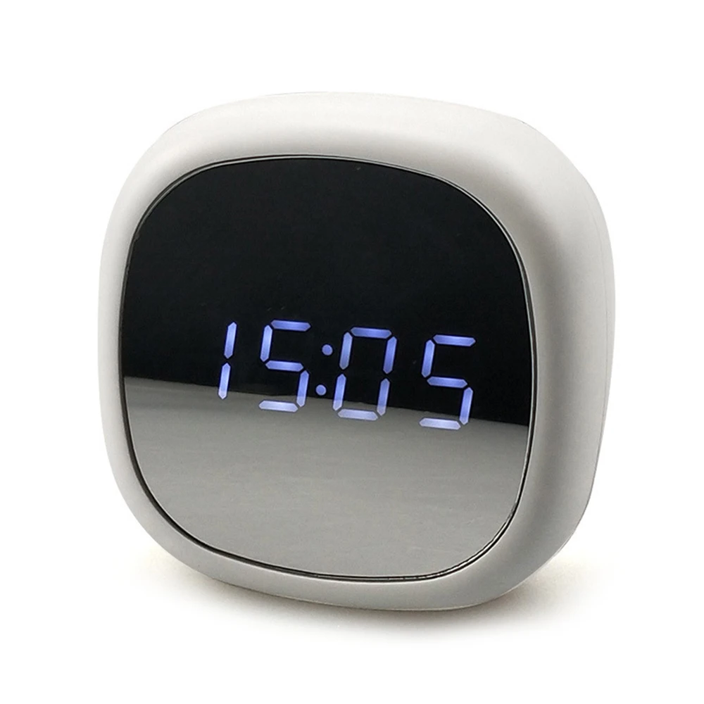 Будильник с зеркалом Повтор Многофункциональный светодиодный Время мини-часы прикроватный календарь электронный портативный светящийся макияж зеркало
