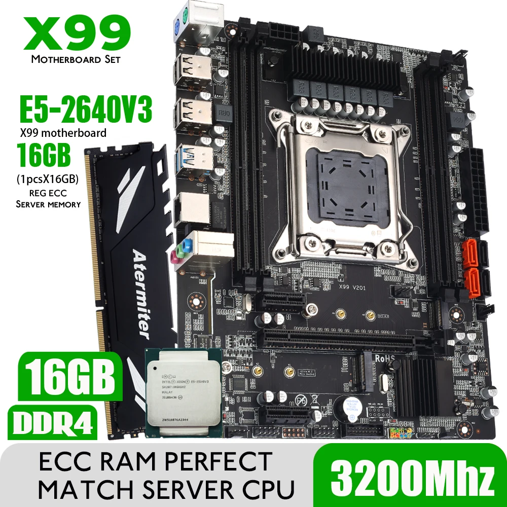 Atermiter X99 D4 Ddr4 Motherboard Set With Xeon E5 2640 V3 Lga2011-3 ...