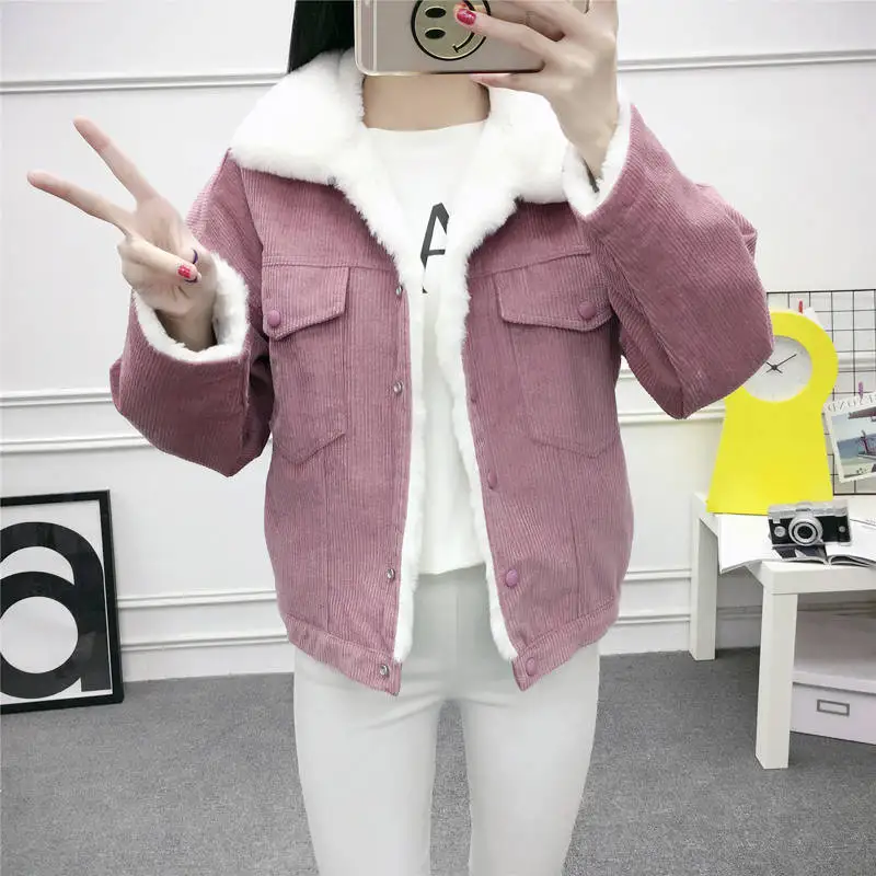 Idopy Cute Women`s Boyfriend Style Denim Jacket Fleece Lined Winter Thermal Warm Jeans Jacket and Coat Fur Collar For Female