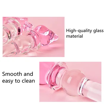 Glass Sex Toys Pyrex Crystal Glass Dildo Gay Anal Beads Butt Plug Female Masturbator Vaginal Anal Stimulation Dildos For Women 4