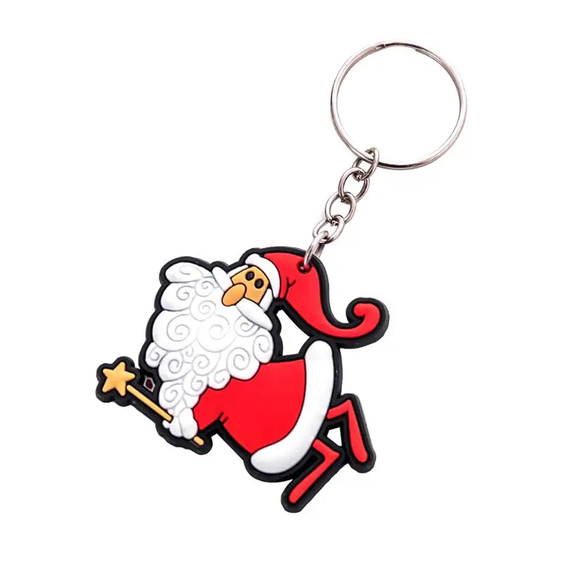 Christmas Cartoon Santa Claus Snowman Keychain Tree Ornament Hanging Bag Pendants New Year Gifts - Color: anta Claus 2