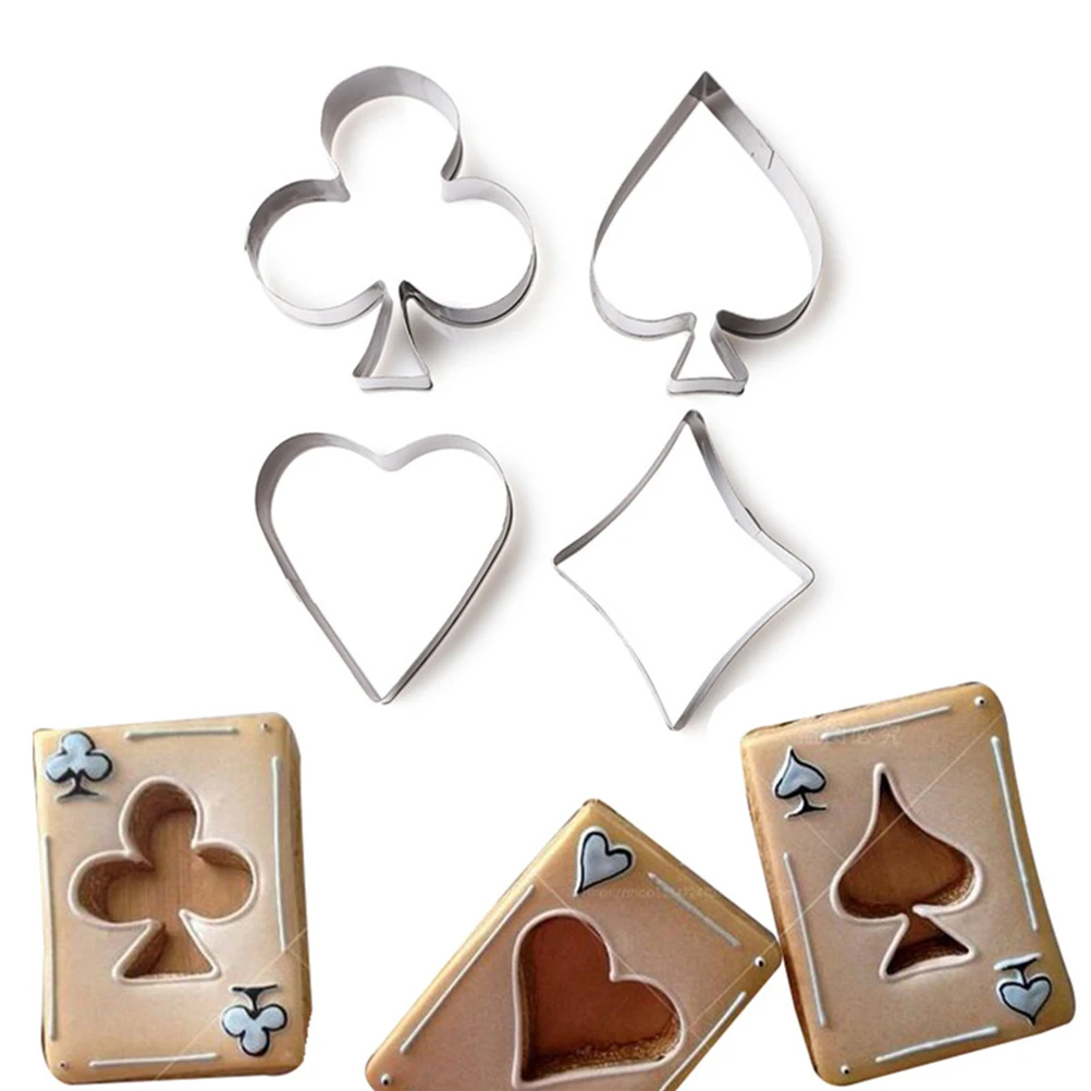 4 шт./компл. покер печенье Форма из нержавеющей стали игральные карты Торт помадка