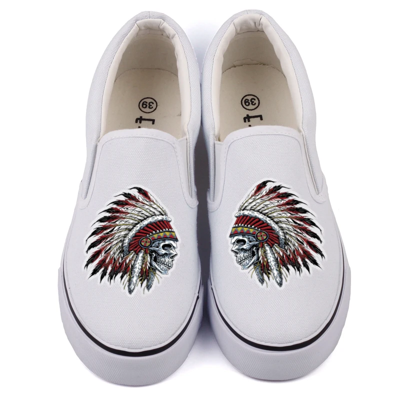 

E-LOV Graffiti Indian Chief Printed Canvas Shoes Men Flat Loafers Custom Design Indian Casual Walking Shoes Zapatos Hombre