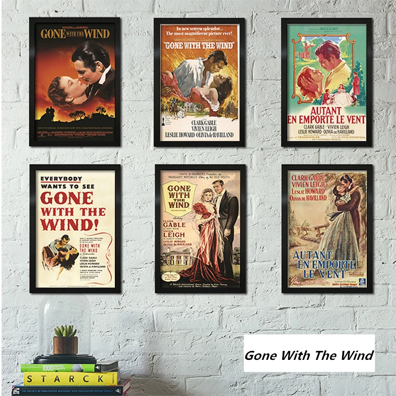 Gone With The Wind Movie Art Print Framed Canvas Wall Hanging Clark Gable
