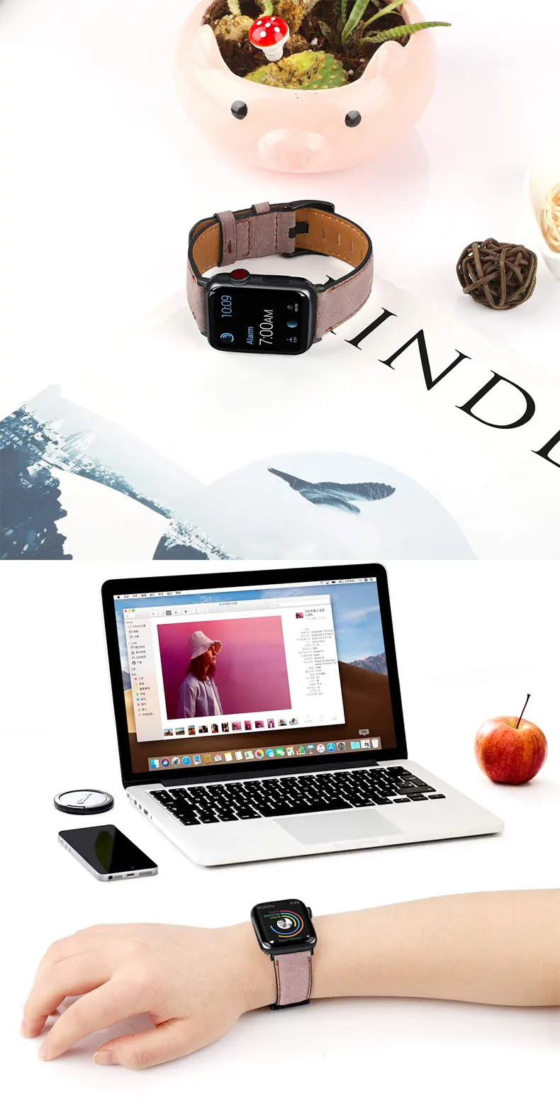 Ремешок для apple watch 5 4 apple watch, ремешок 42 мм, 38 мм, Версия 44 мм 40 мм ремень наручных часов iwatch серии 5/4/3/2/1 из натуральной кожи в стиле ретро браслет