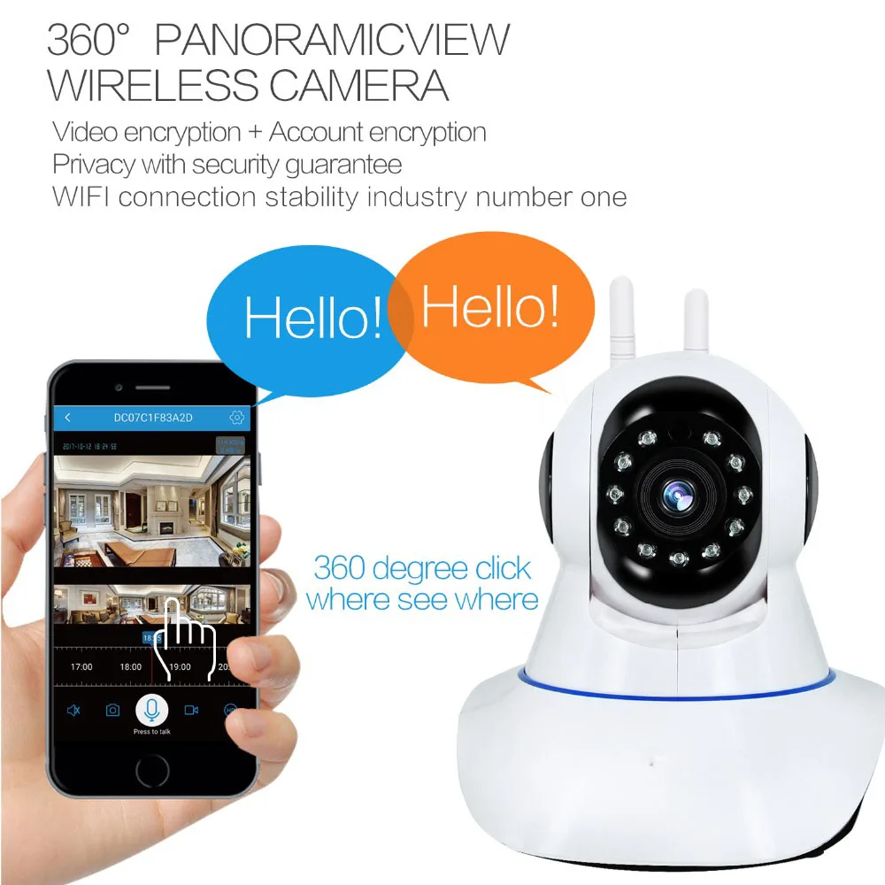 IP камера 1080P с углом обзора 360 градусов PTZ Wi Fi ИК подсветка|Камеры видеонаблюдения|