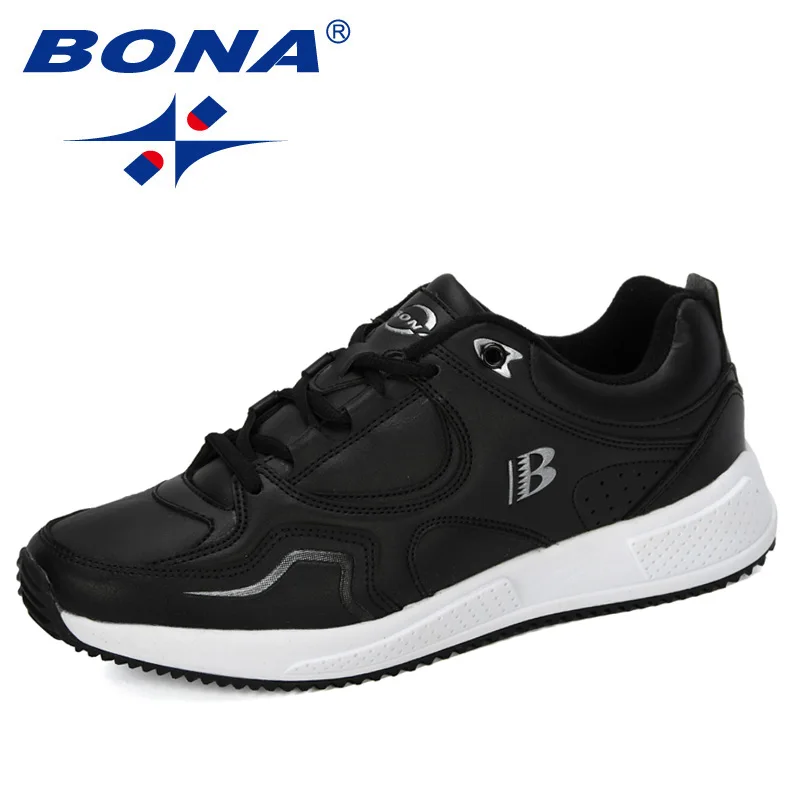 BONA дизайнер Корова Сплит кроссовки мужские кроссовки отскок Открытый Спортивная обувь Профессиональная тренировочная обувь мужская мода - Цвет: Black silver gray