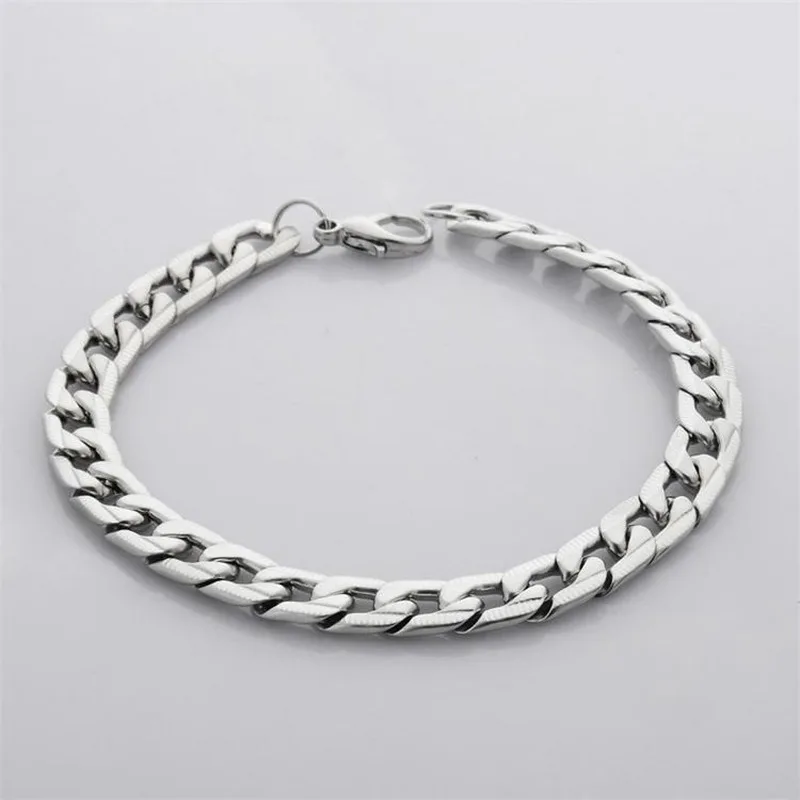 

925 Silver Personality Exaggerated Tassel Thick Chain Titanium Steel Men's Bracelet Gift Silver Jewelry Wholesale 21CM