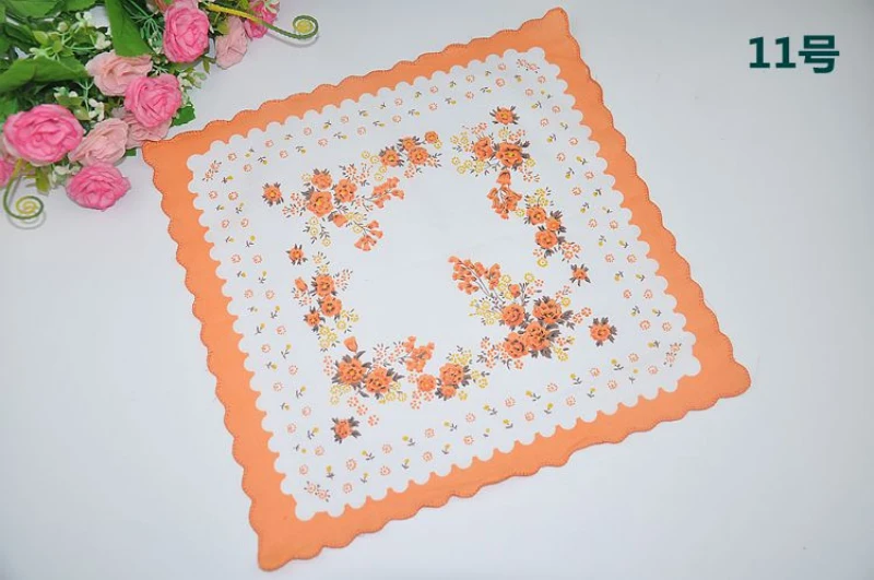 10pcs 11 10 шт. 30*30 см женский хлопковый платок Дамский Цветочный платок с принтом платок Карманный квадратный цветочный дизайн с волнистым - Цвет: 10pcs 11