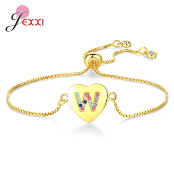 

Cross Border Hot Sales New Products 26 Lettered Pulling Bracelets Peach Heart Color Zircon Hand Jewelry Accessory Hot Selling