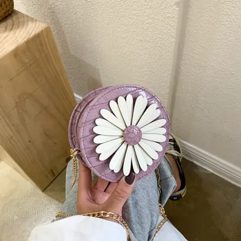 

Little Daisy Small Round Bag Women 2020 Korean Chain One Shoulder Messenger Girl Bag Sun Flower Mini Bag women bag
