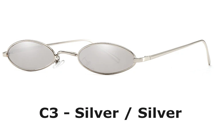 Ретро маленькие овальные солнцезащитные очки для женщин унисекс, металлические линзы с красной оправой, солнцезащитные очки кошачий глаз, роскошные брендовые дизайнерские очки, UV400 - Цвет линз: C3