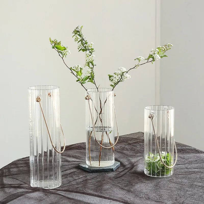Large Glass Vases Plant Bottle Tabletop Chinese Vase Flower Crystal Nordic Decoration Living Room Flower Modern Home Decorative