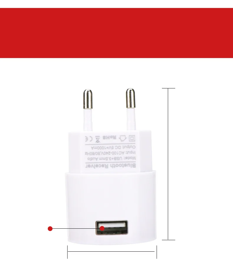 Белого цвета 110 V-240 V Bluetooth приемник V4.2 аудио адаптер для зарядного устройства переменного тока EU/US вилка с USB 3,5 мм порт+ аудио кабель