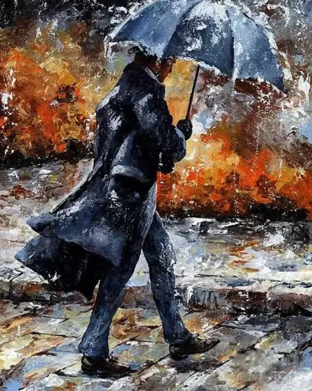 Frameless walking Man Umbrella DIY Painting By Numbers Modern Wall Art Picture Acrylic Paint By Numbers For Home Decor|Paint By Number| - AliExpress