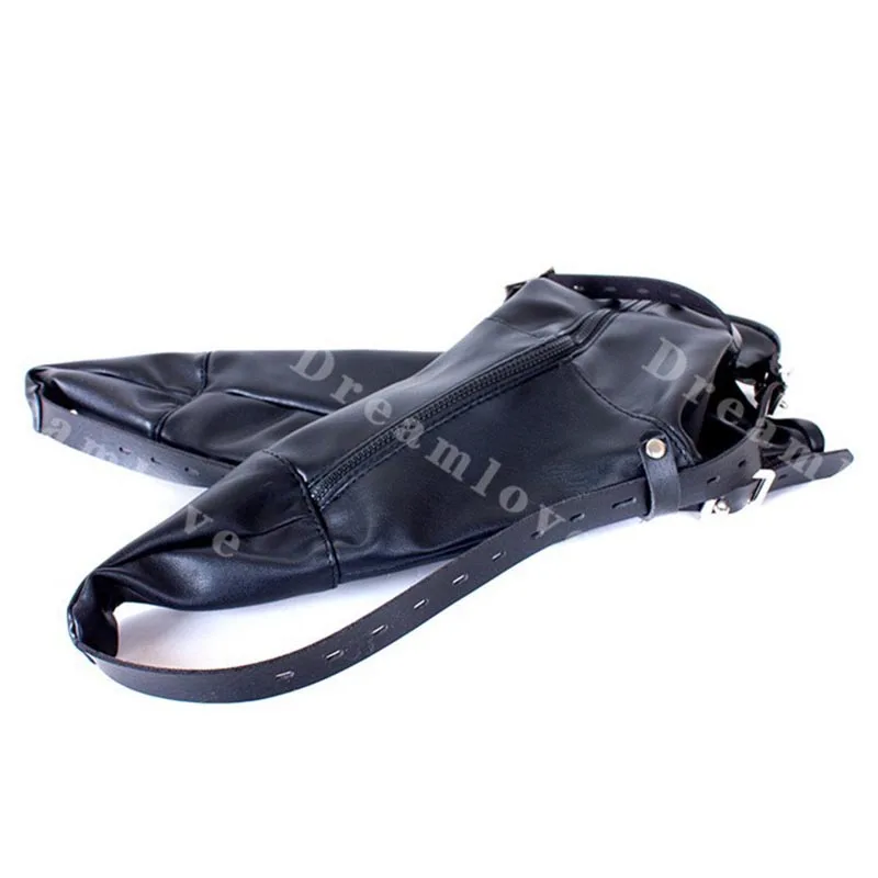 Kinky Women Soft PU Leather Bondage Booties Female Lockable Foot Fetish Restraint Costume