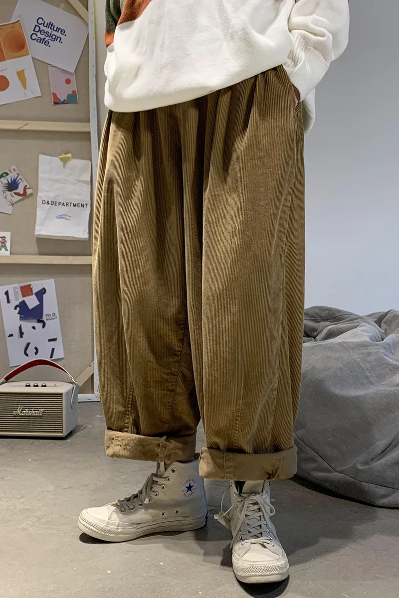Straight Trousers Men Streetwear 