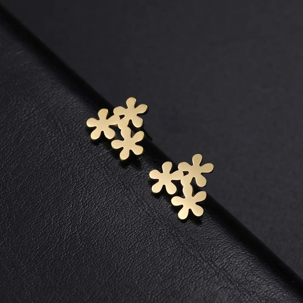 Skyrim Rose Flower Lotus Tree Stud Earrings Women Girls Stainless Steel Gold Color Black Mini Earring Studs Jewelry Gift New - Image 4