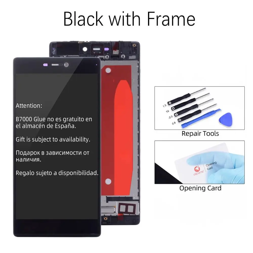 Black with Frame Дисплей для HUAWEI P8 GRA L09 gra-l09 gra-ul10 LCD в сборе с тачскрином на рамке 5.2'' черный белый золото - Цвет: Black with Frame