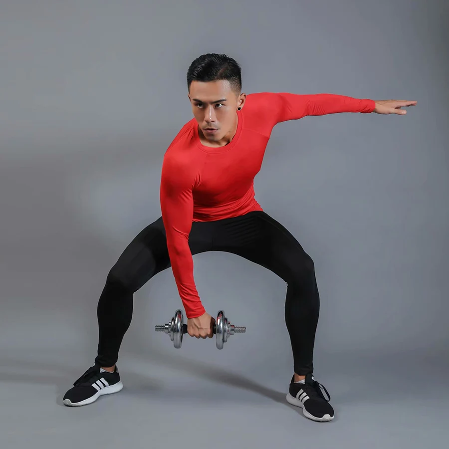 Мужская компрессионная одежда мужская футболка+ леггинсы Рашгард топ с длинными рукавами базовый комплект для мужчин фитнес тренировки термобелье