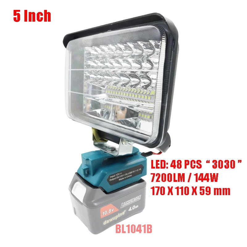 BL1021B Adapter Converter Car LED Lamp for Makita 12V 10.8V Lithium Battery USB Device Mobile Phone Power Supply BL1041B BL1016 |