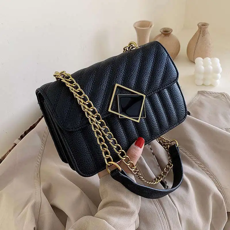 

Quality PU Leather Crossbody Bags For Women 2020 Chain Lock Designer Shoulder Messenger Bag Female Travel Handbags