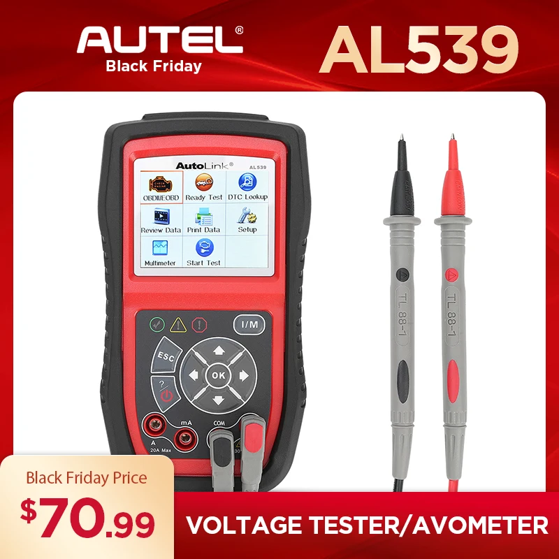 Autel AL539 OBDII считыватель кодов OBD Автомобильный сканер Электрический тестер AL 539 12V autel AL539B AVO измеритель батареи диагностический инструмент