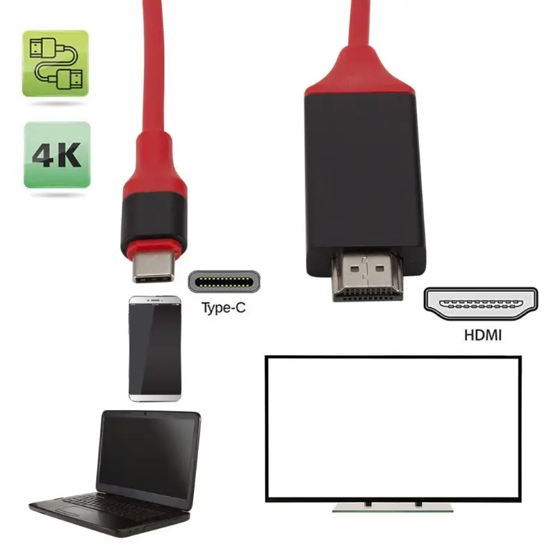 2 м USB-C HDMI кабель тип-c к HDMI адаптер конвертер для MacBook samsung Galaxy S9/S8/Note 9 huawei P20 Pro D08A