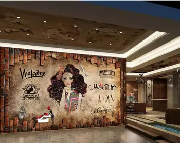 

CJSIR Custom Personality 3d Wallpaper Beauty Salon Salon Hair Salon Background Wall Barber Shop Papel De Parede 3d Wallpaper