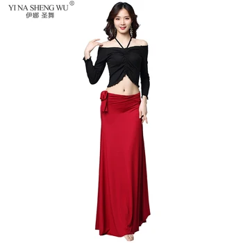 

Belly Dance Costume New Women Practice Suit Top+Long Skirt 2Pcs Sexy Long Sleeve Belly Dancing Dress Performance Clothes