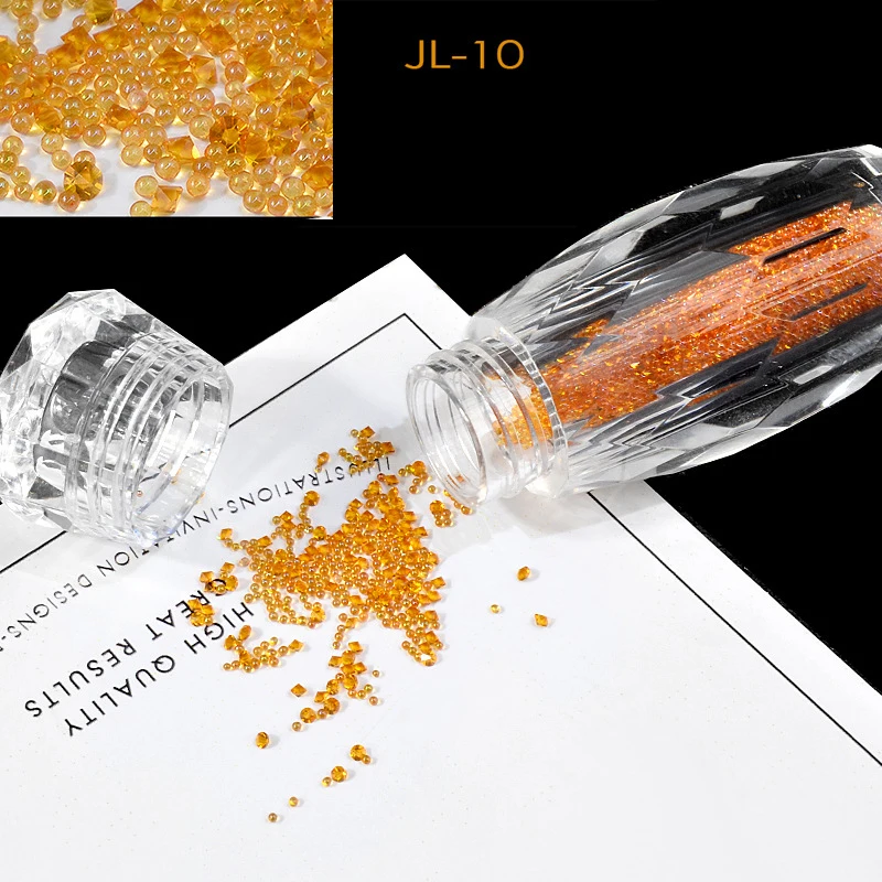 JL-10 1 бутылка ногтей бисер мини-икра хрустальные крошечные Стразы стеклянные микро бусины для ногтей DIY 3D Блеск ногтей украшения - Цвет: JL-10