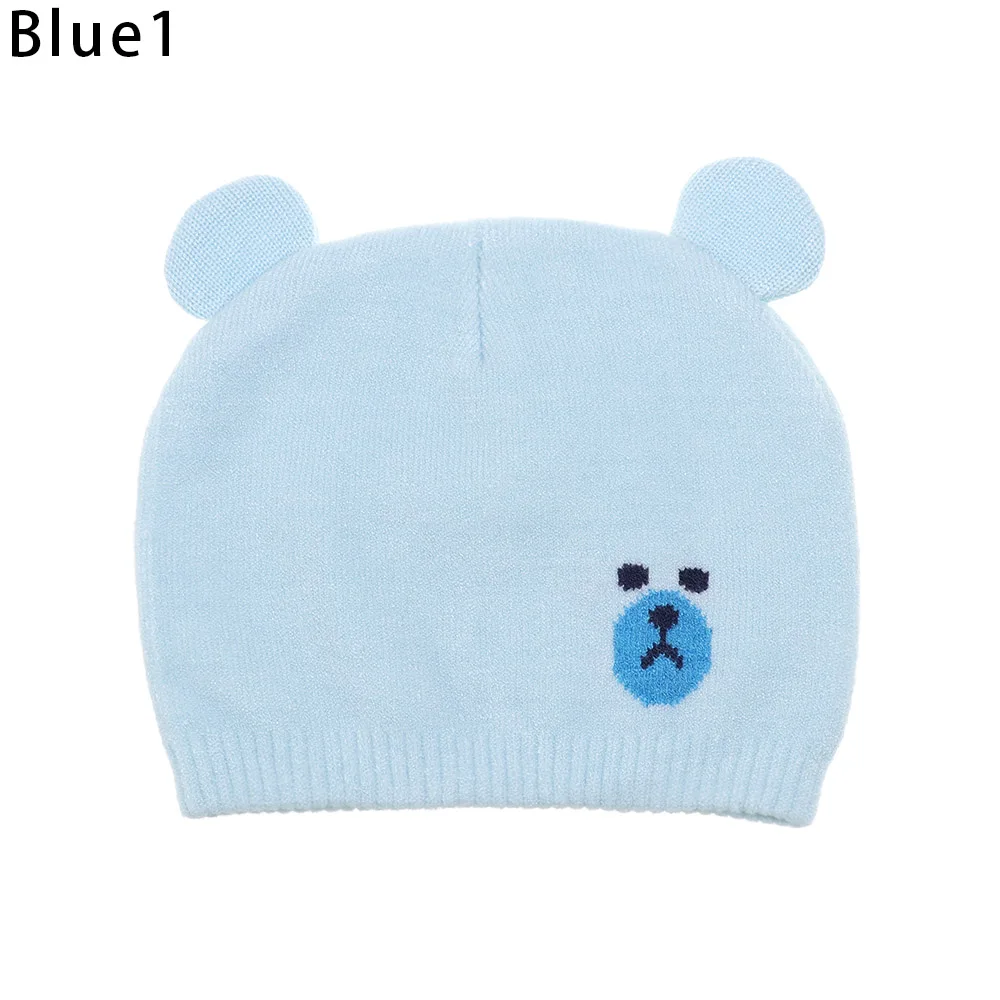 blue 1pc 1/2 предмета, детская вязаная шапка, комплект с шарфом, зимняя теплая Милая шапочка с рисунком для мальчиков и девочек, мягкая удобная Пушистая Шапка - Цвет: blue 1pc