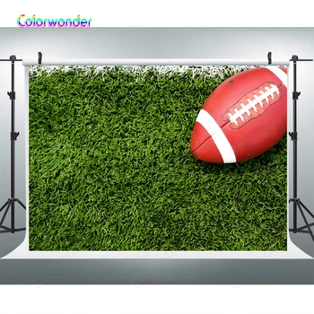 

American Football Backdrop Rugby Stadium Green Grass Sports Match Photography Background Boy Adults Happy First Birthday Banner