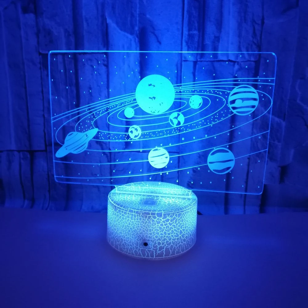 Children's Gifts 7 Color 3D LED Light Lamp Desk Planet Solar System Night Lights