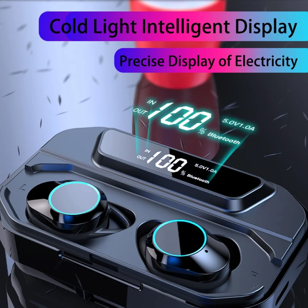 G02 TWS 5.0 Bluetooth 9D Stereo Earphone Wireless Earphones IPX7 Waterproof Earphones 3300mAh LED Smart Power Bank Phone Holder