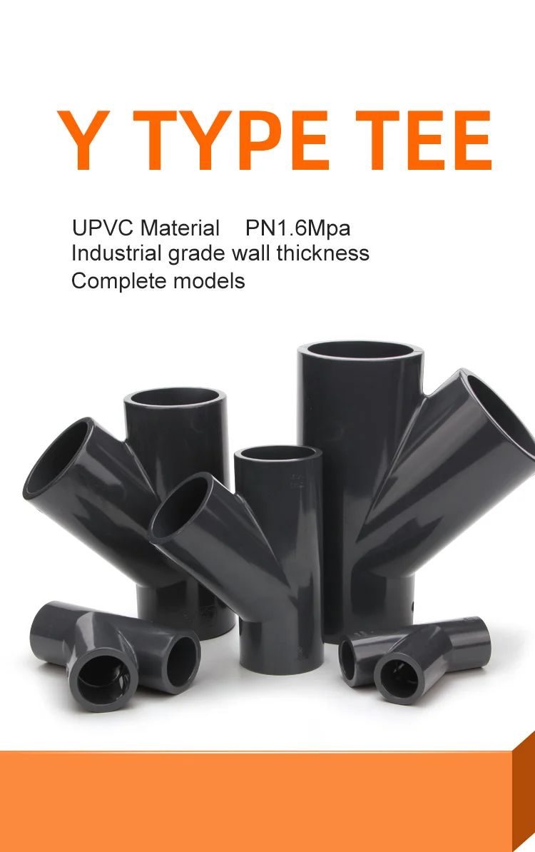 conexão de tubulação de drenagem de água igual din padrão plástico upvc skew pvc wye graus tee