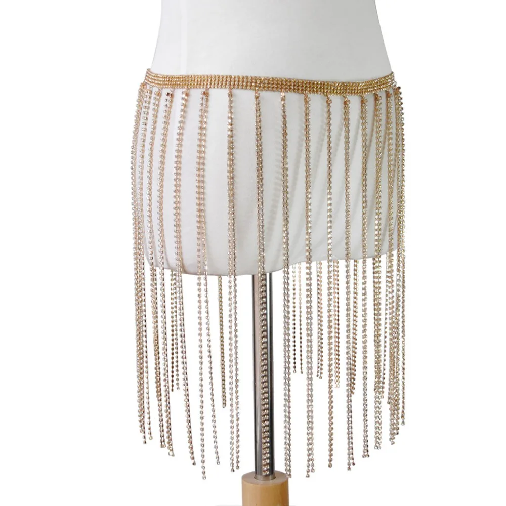 Boho кисточкой цепочки для тела со Стразами Живота Летний пляж талии цепи моды Шарм цепи тела аксессуары ювелирные изделия