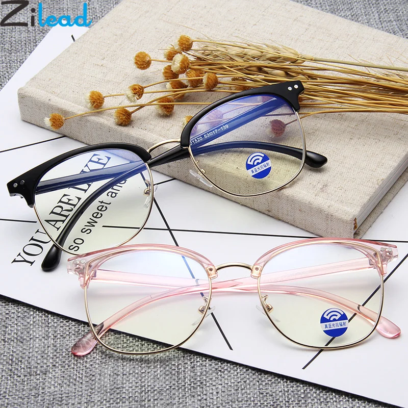

Zilead Half Frame Anti Blue Light Glasses Frame Square Optical Sepectacles Computer Games Eyeglasses Eyewear For Men Women