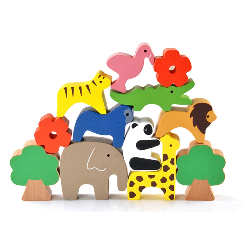 Строительные блоки для балансировки животных Seesaw Jenga игры слон деревянный цвет Монтессори детские игрушки для детей сборка развивающие