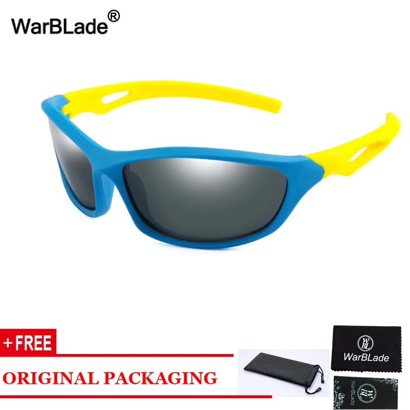 blue gray WarBlade Новые Детские поляризованные солнцезащитные очки для мальчиков и девочек UV400 детские солнцезащитные очки силиконовые детские очки oculos de sol - Цвет линз: blue gray