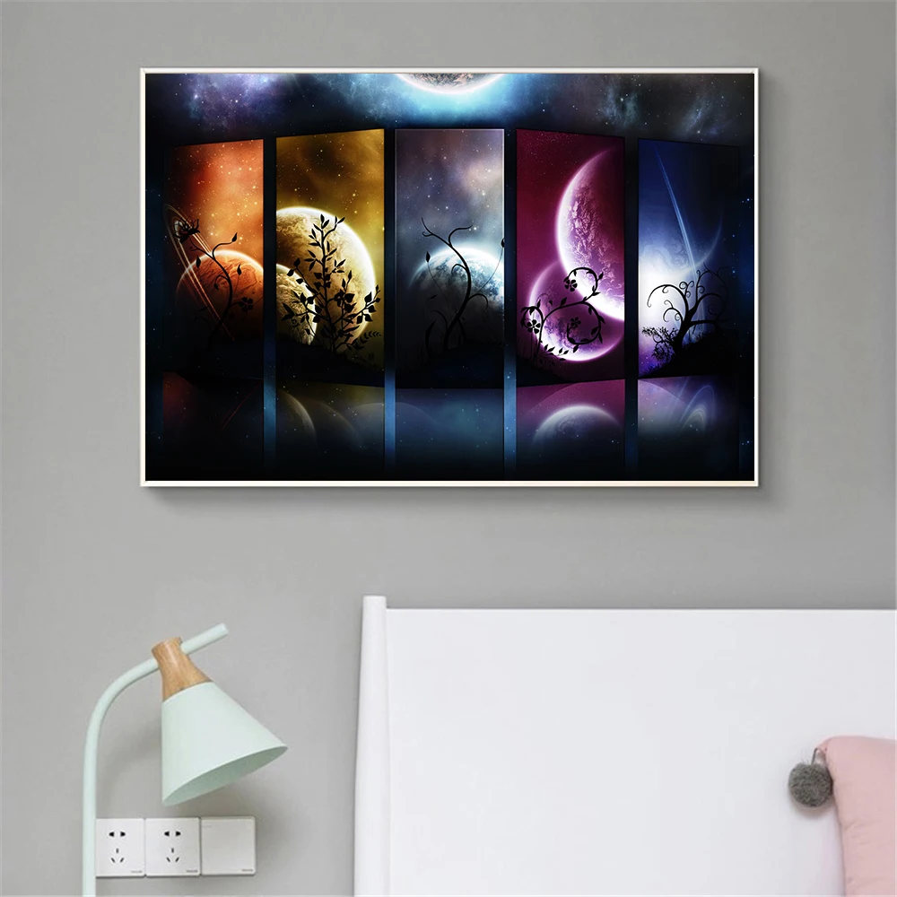 Sistema Solare Pianeta Terra Pittura Decorativa Immagini Per Pareti Immagini Galassia Cosmica Nebulosa Cielo Stellato Spazio Poster Da Parete Stampe S