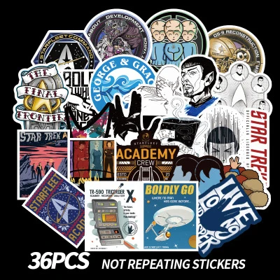 

36PCS Stickers Outer Space Star Trek Skateboard Stickers On Laptop Fridge Car Motorcycle Sticker Bomb Sticker Pack