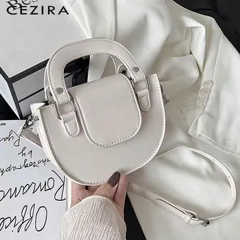 

CEZIRA Small Vegan PU Leather Handbag For Women Chic Design Saddle Bag Female Solid Color Crossbody Bag Girl Simple Shoulder Bag