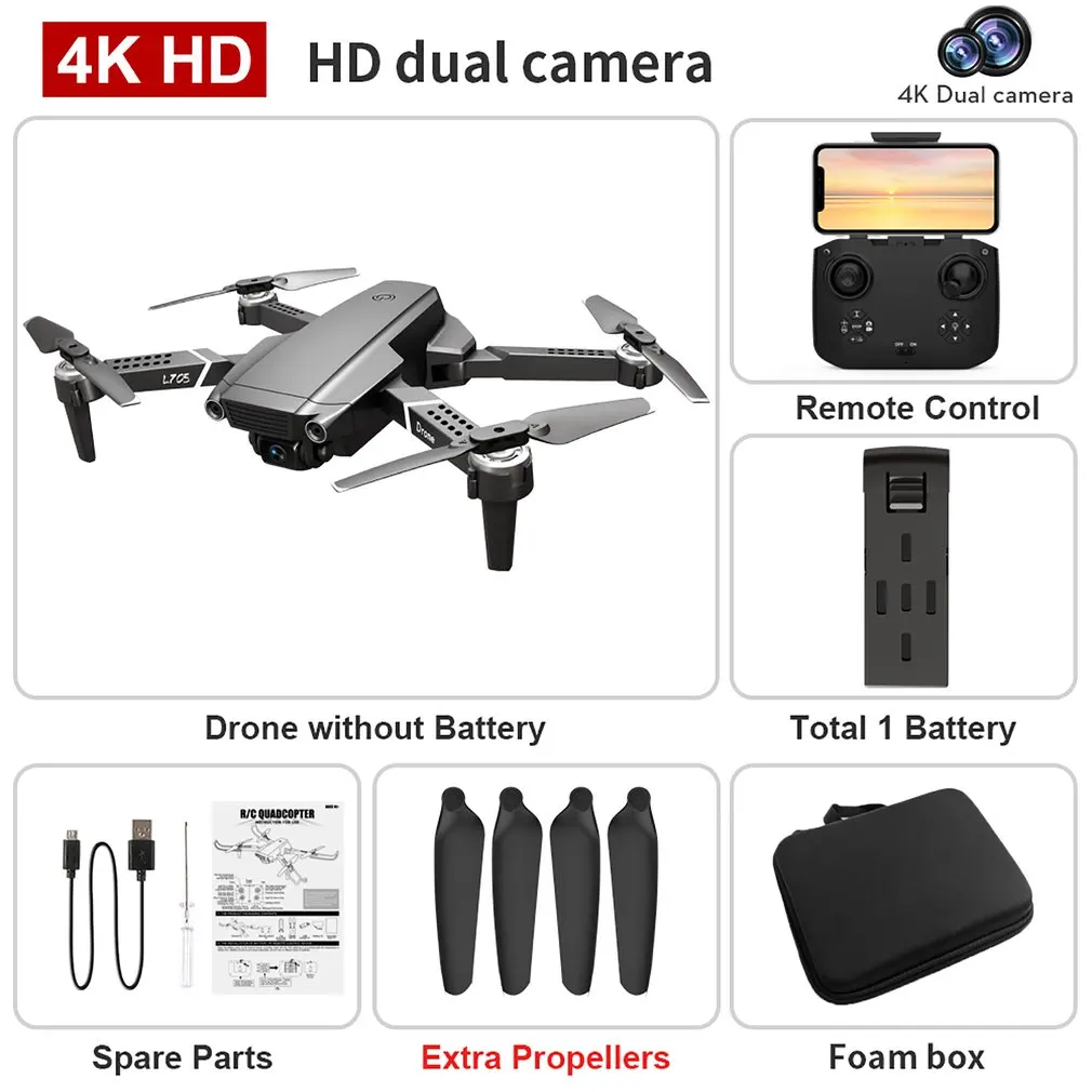 Дроны L705 с двойной камерой HD 4K Fpv дистанционное управление складной мини-самолет