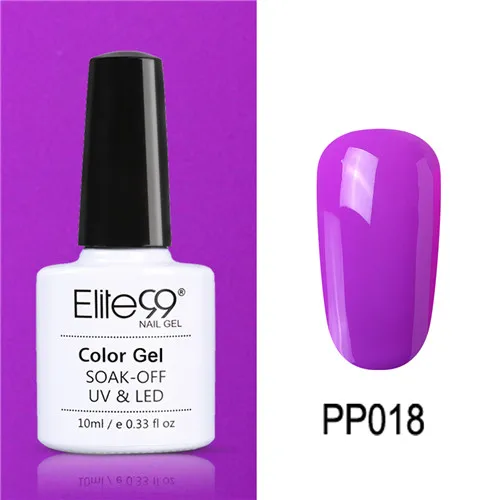 PP018 Elite99 10 мл Гель-лак для ногтей замачиваемый УФ красочный Фиолетовый лак для ногтей художественный Гель-лак для Ногтей Стойкий гель нужен основа и верхнее покрытие - Цвет: PP018