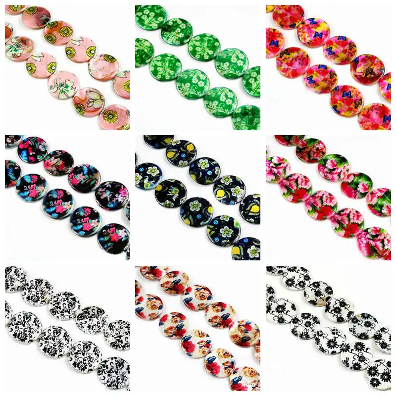 High Quality 25mm Multicolor Natural Shell Coin Shape Necklace Bracelet Jewelry Gems Loose Beads 15 Inch wk54 | Украшения и